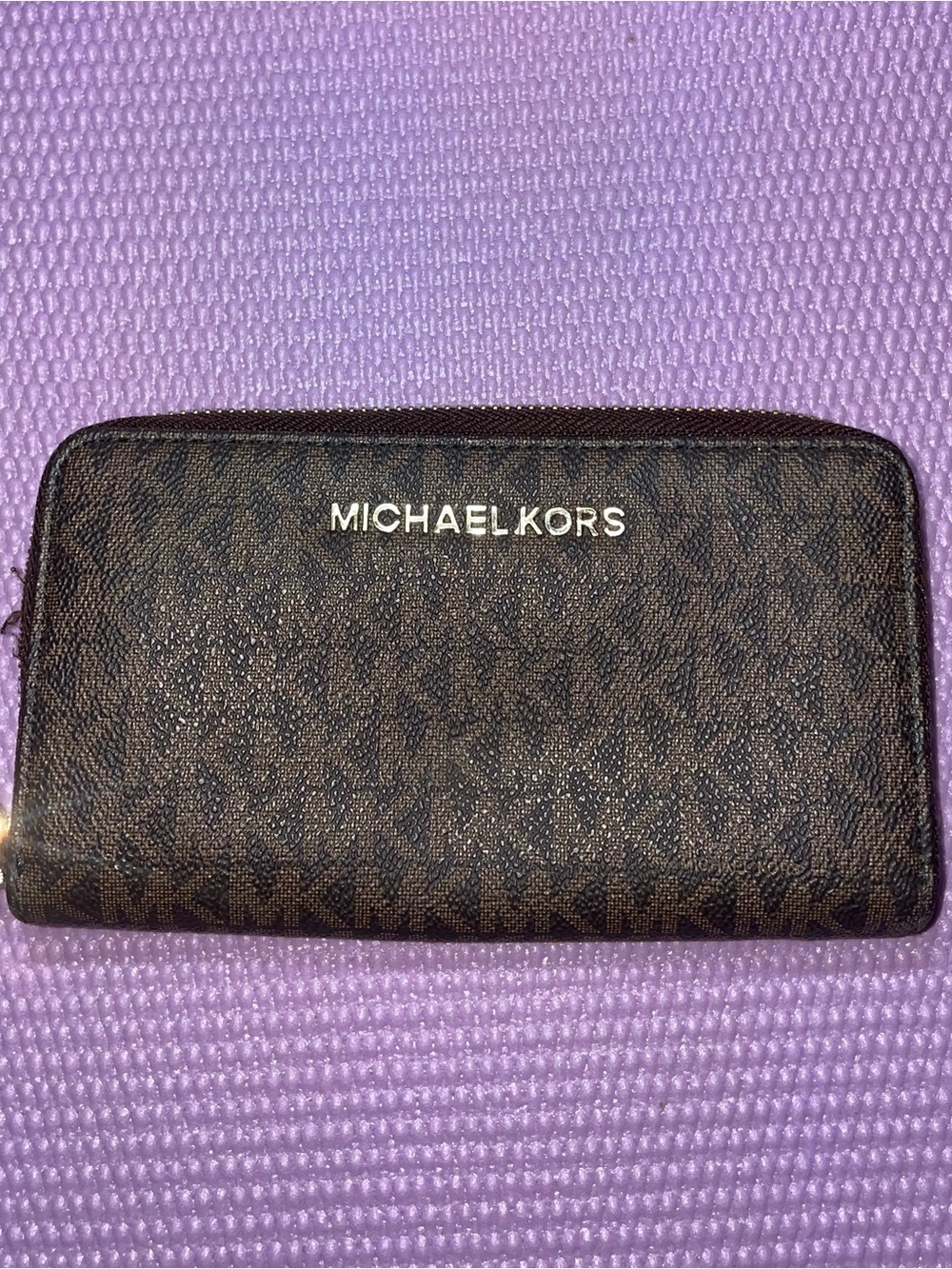 Michael Kors Brown Logo-Print Zip Wallet